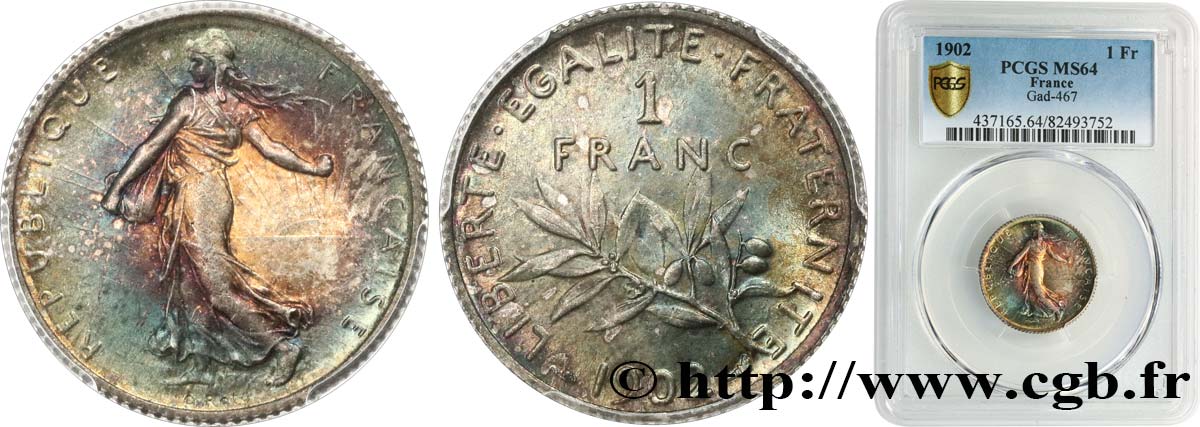 1 franc Semeuse 1902 Paris F.217/7 SPL64 PCGS