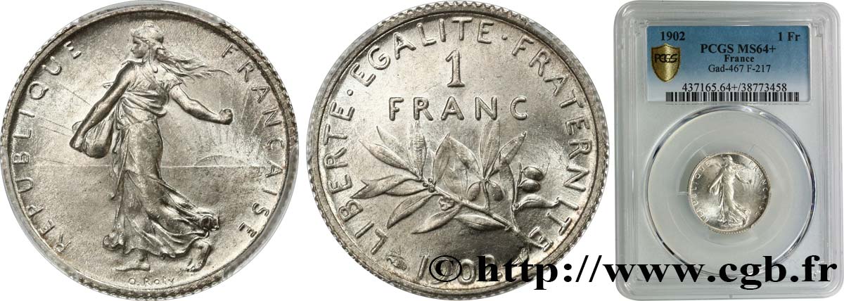 1 franc Semeuse 1902 Paris F.217/7 fST64 PCGS