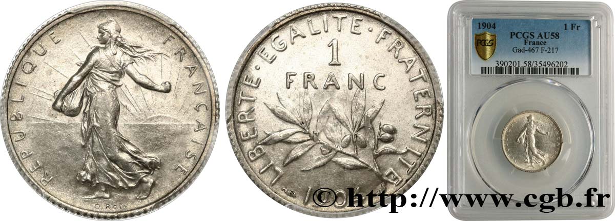 1 franc Semeuse 1904  F.217/9 SUP58 PCGS