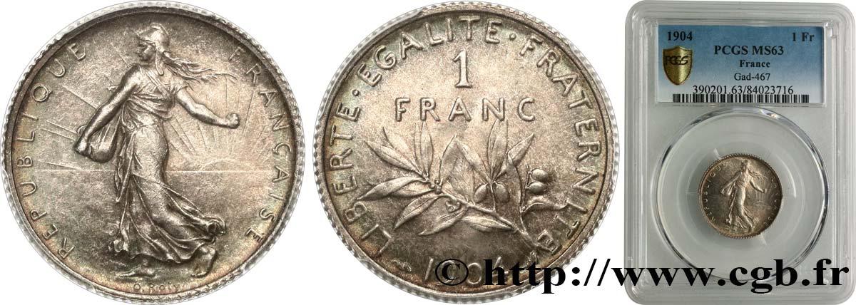1 franc Semeuse 1904  F.217/9 SC63 PCGS