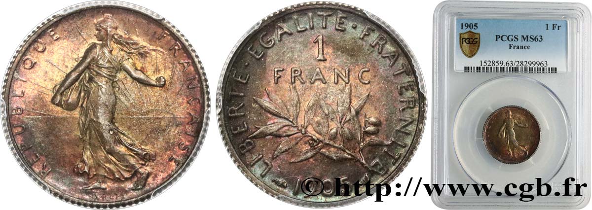 1 franc Semeuse 1905 Paris F.217/10 SC63 PCGS