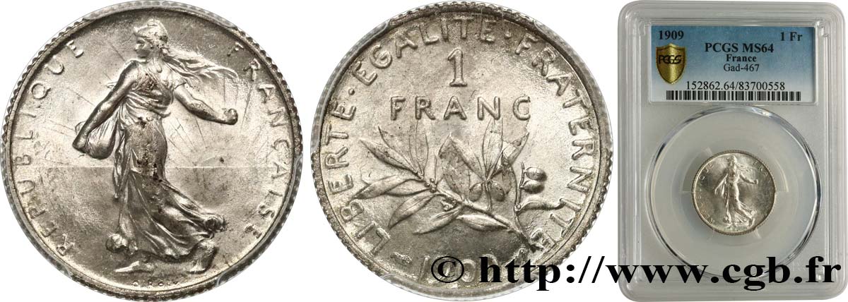 1 franc Semeuse 1909 Paris F.217/14 MS64 PCGS