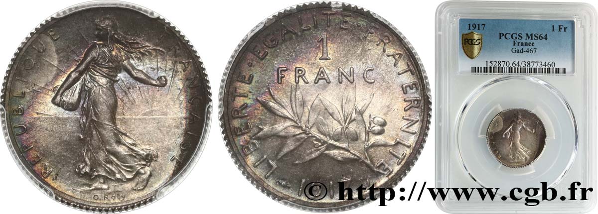 1 franc Semeuse 1917  F.217/23 MS64 PCGS