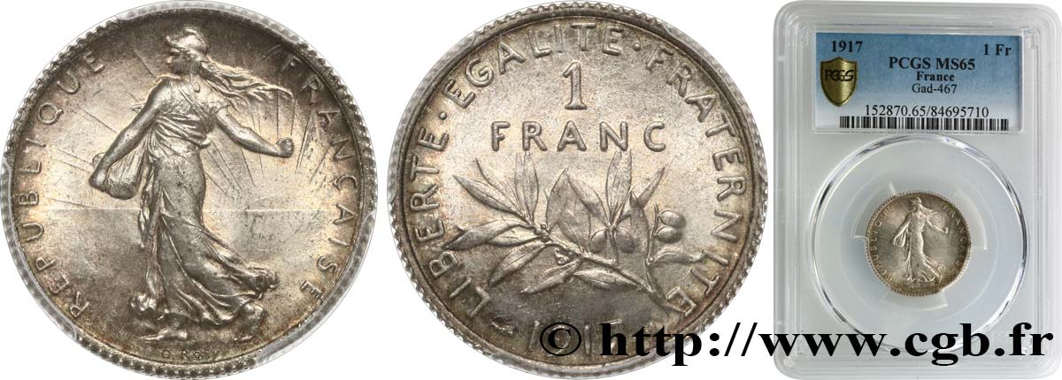 1 franc Semeuse 1917  F.217/23 ST65 PCGS