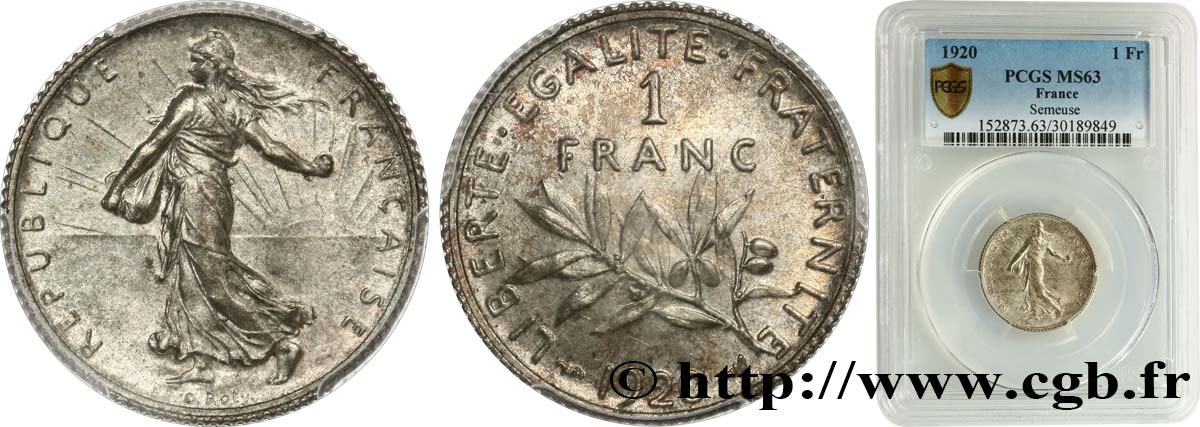 1 franc Semeuse 1920 Paris F.217/26 SC63 PCGS