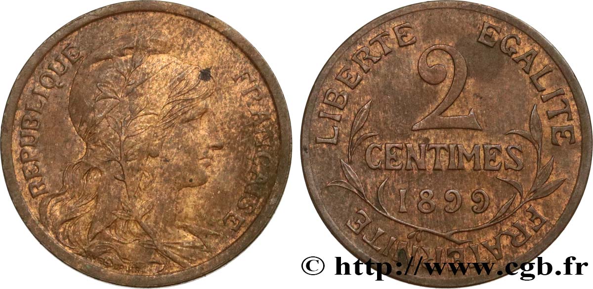 2 centimes Daniel-Dupuis 1899 Paris F.110/3 AU55 
