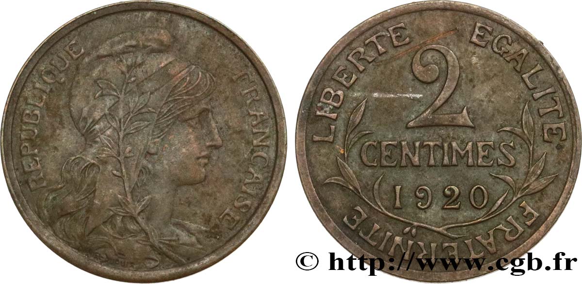 2 centimes Daniel-Dupuis 1920 Paris F.110/20 XF40 