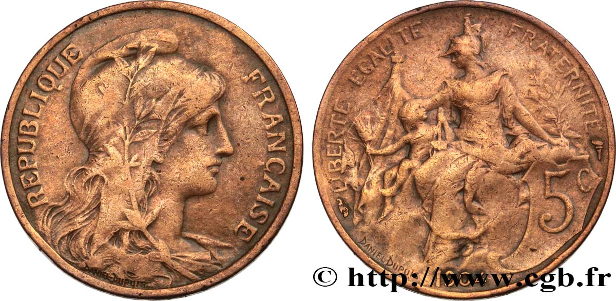 5 centimes Daniel-Dupuis 1904  F.119/14 VF 
