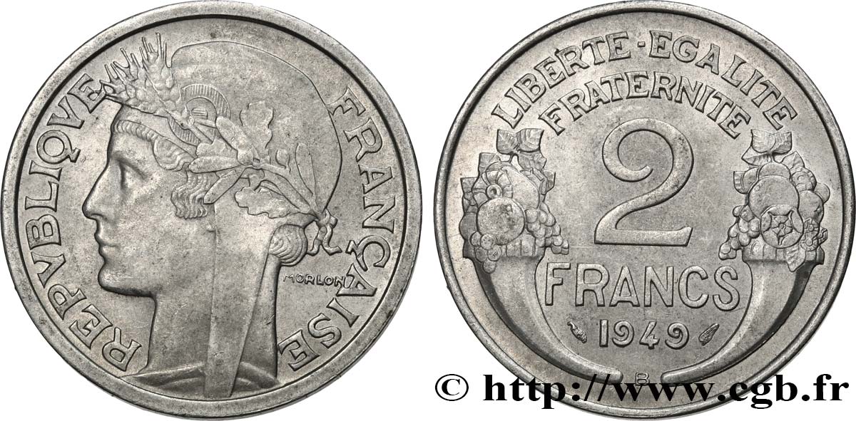 2 francs Morlon, aluminium 1949 Beaumont-Le-Roger F.269/15 MS60 