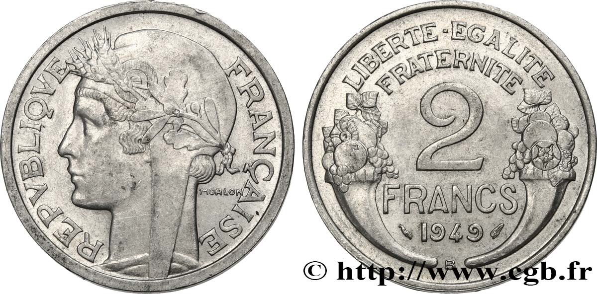 2 francs Morlon, aluminium 1949 Beaumont-Le-Roger F.269/15 VZ 