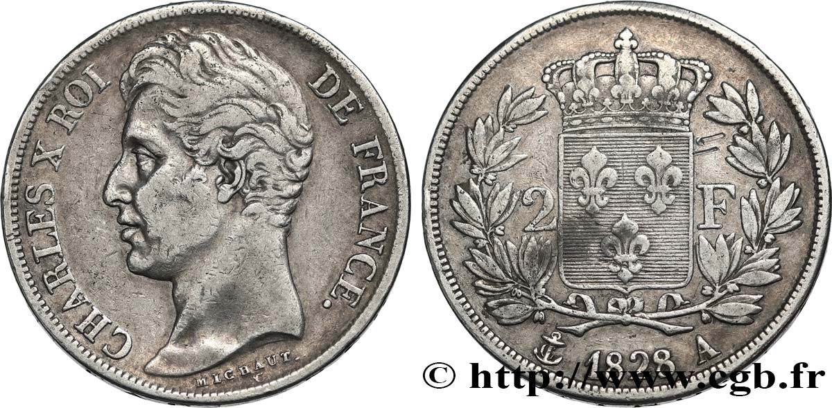 2 francs Charles X 1828 Paris F.258/36 TB+ 
