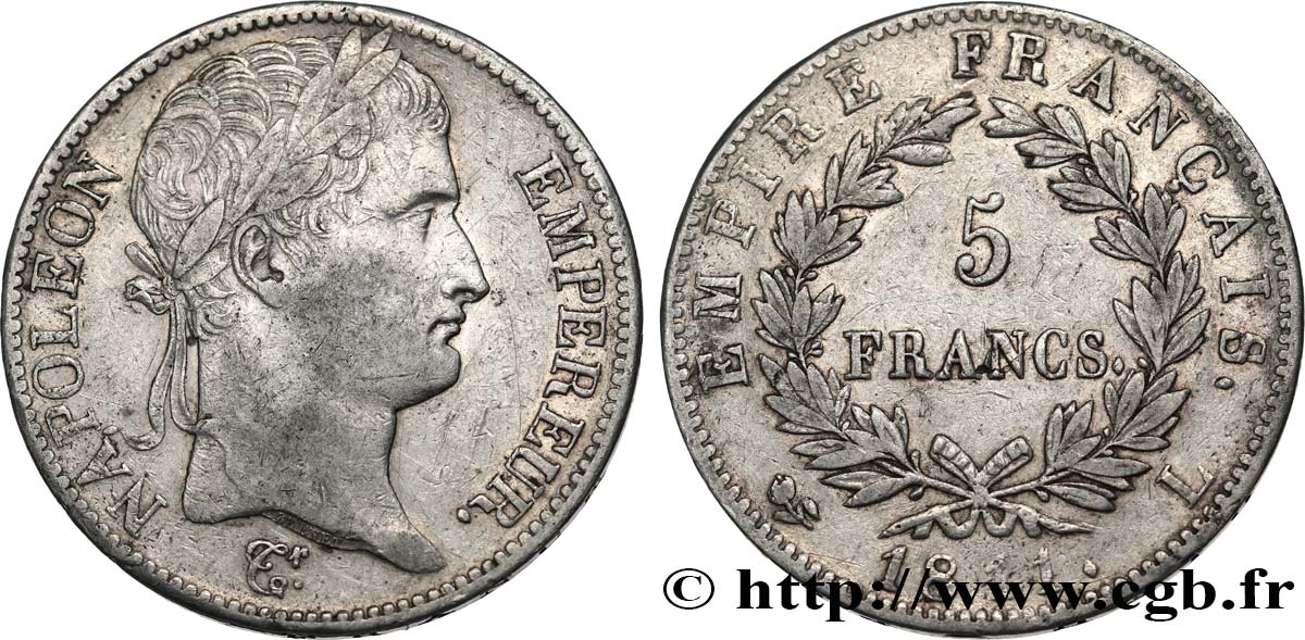 5 francs Napoléon Empereur, Empire français 1811 Bayonne F.307/34 VF 