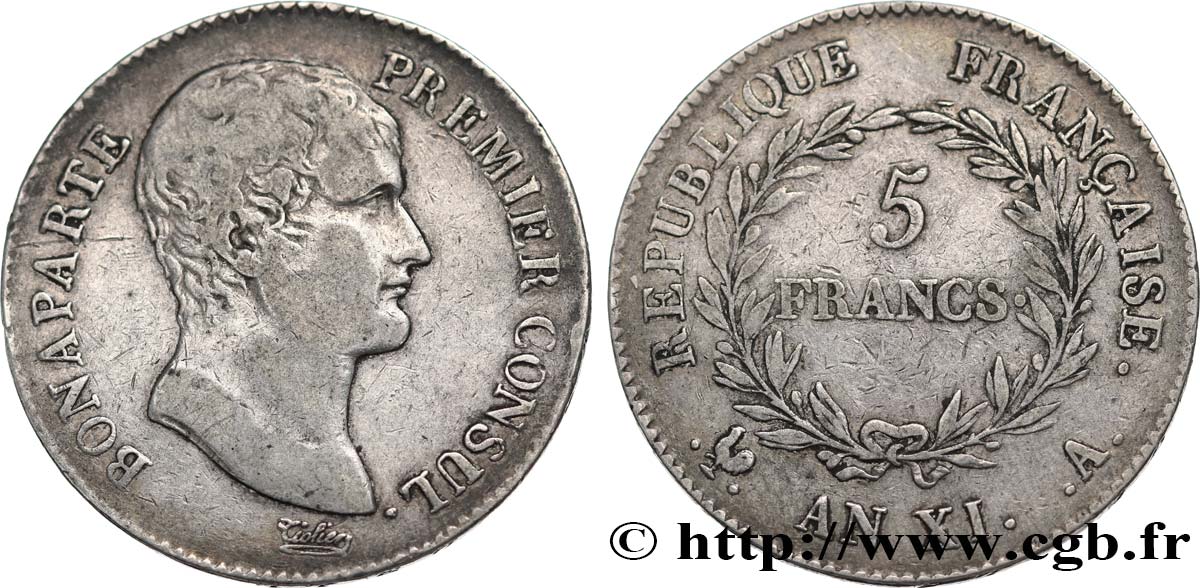 5 francs Bonaparte Premier Consul 1803 Paris F.301/1 q.BB 