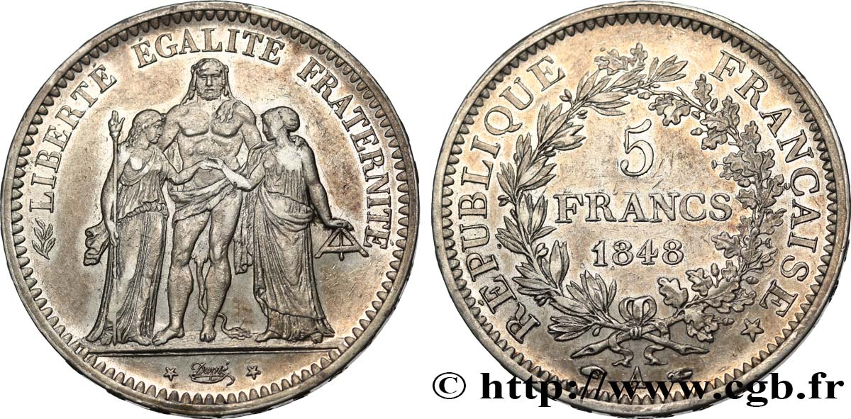 5 francs Hercule, IIe République 1848 Paris F.326/1 q.SPL 