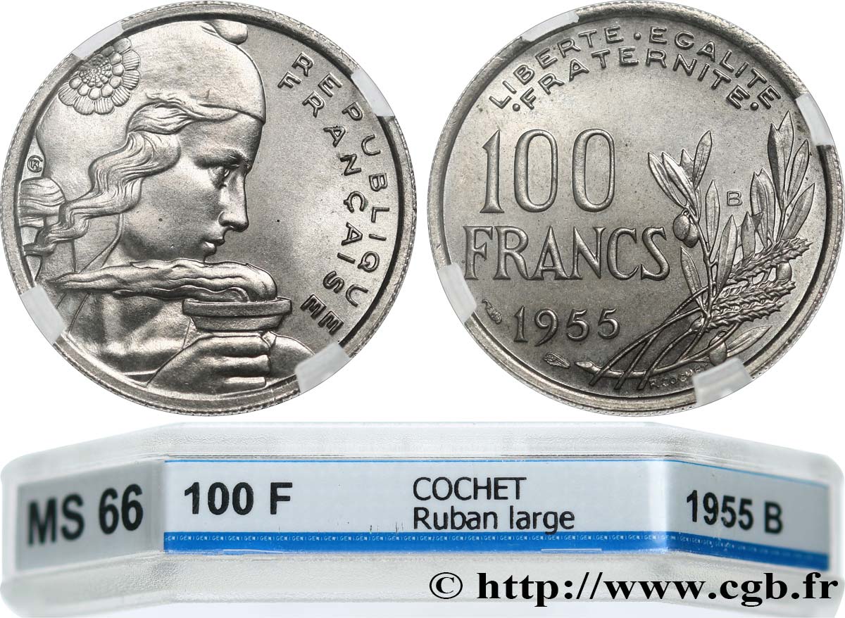 100 francs Cochet 1955 Beaumont-le-Roger F.450/7 MS66 GENI