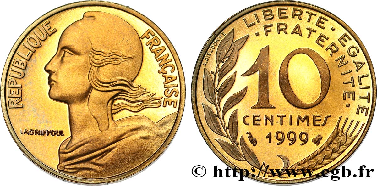 10 centimes Marianne, BE (Belle Épreuve) 1999 Pessac F.144/43 var. ST 