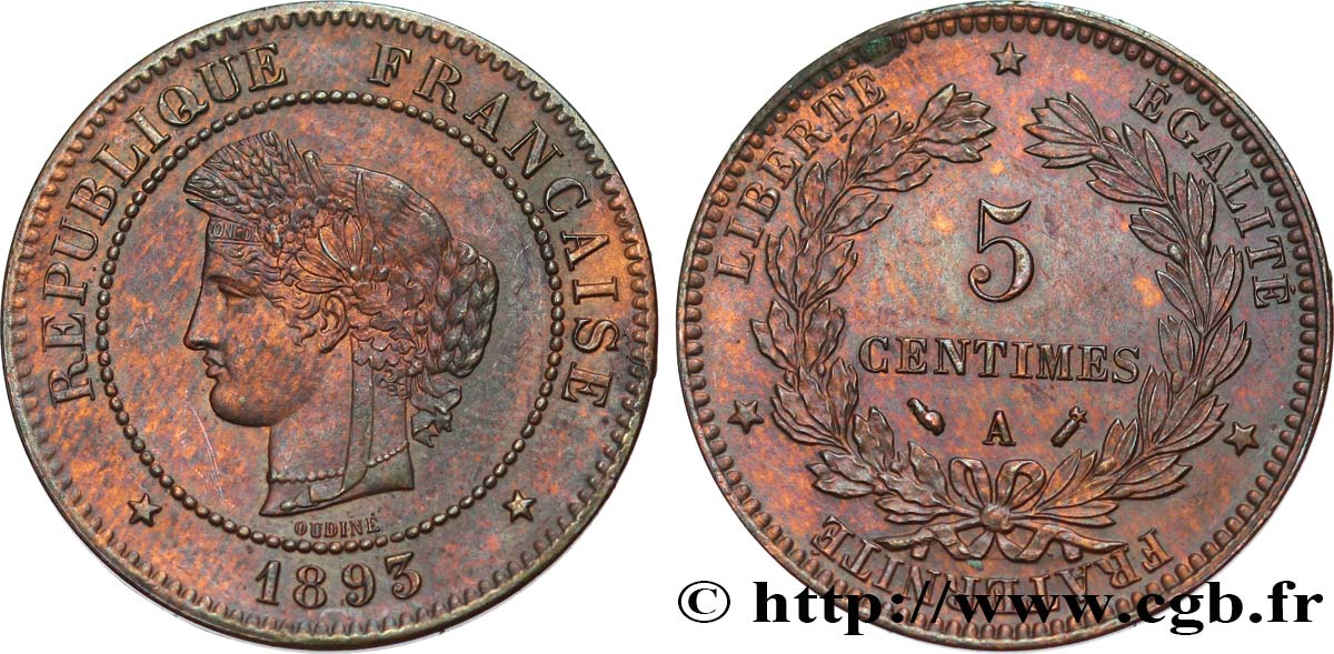 5 centimes Cérès 1893 Paris F.118/35 SUP60 