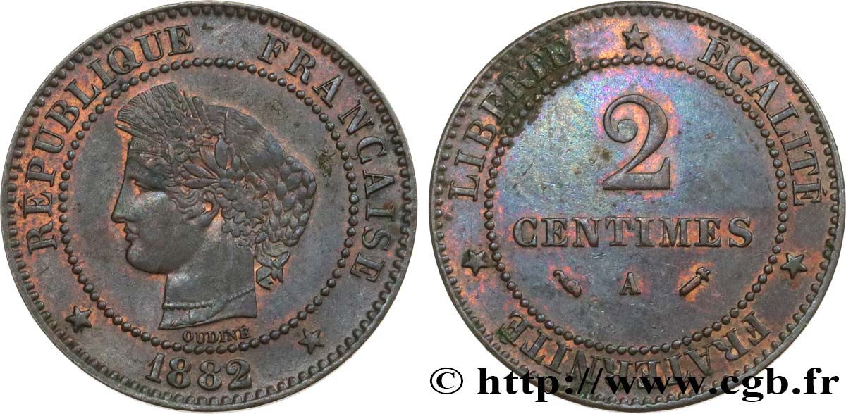 2 centimes Cérès 1882 Paris F.109/7 TTB40 