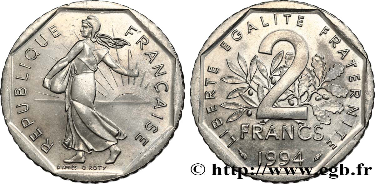2 francs Semeuse, nickel, différent dauphin 1994 Pessac F.272/21 SC63 