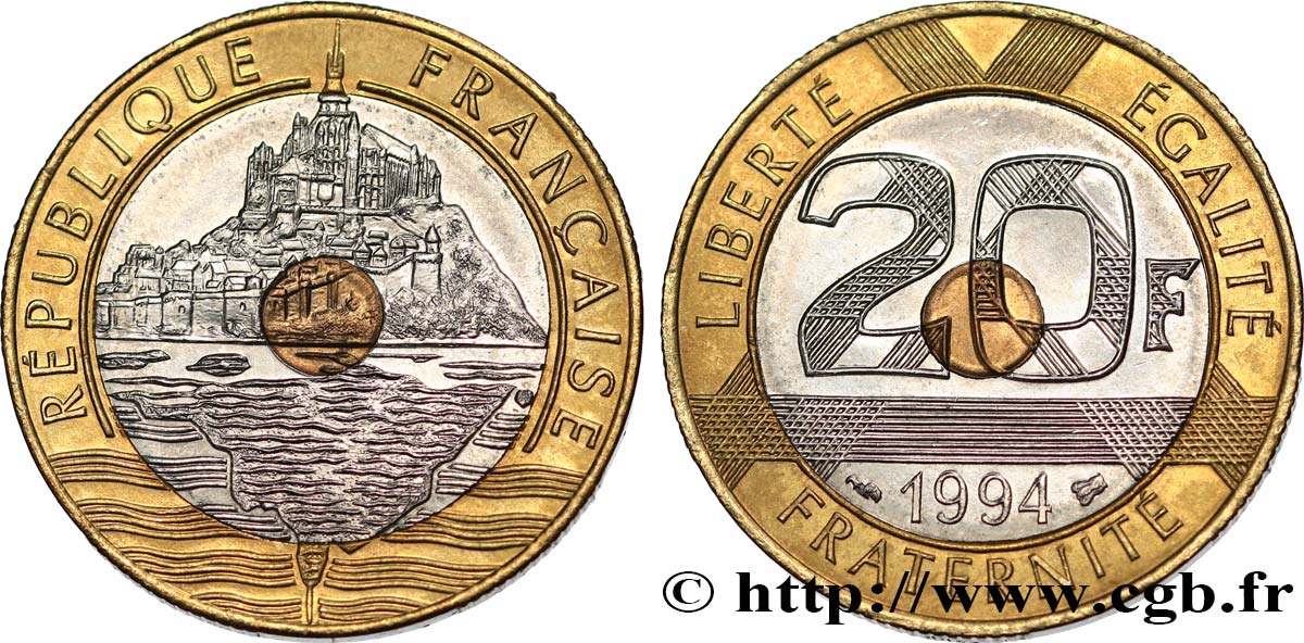 20 francs Mont Saint-Michel, différent abeille 1994 Pessac F.403/10 SC63 