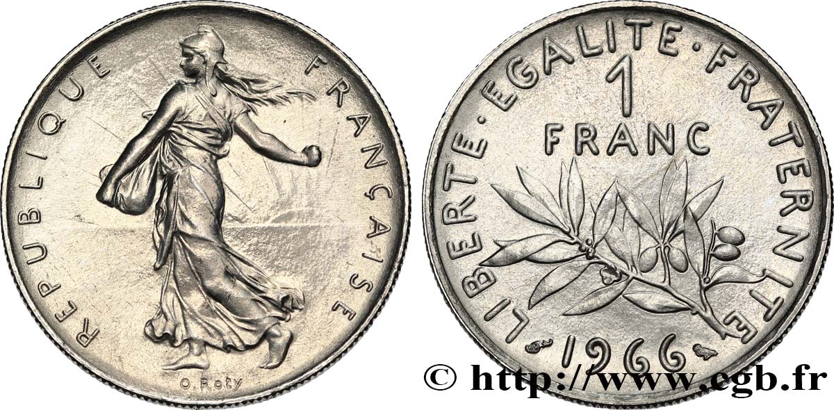 1 franc Semeuse, nickel 1966 Paris F.226/11 MS63 