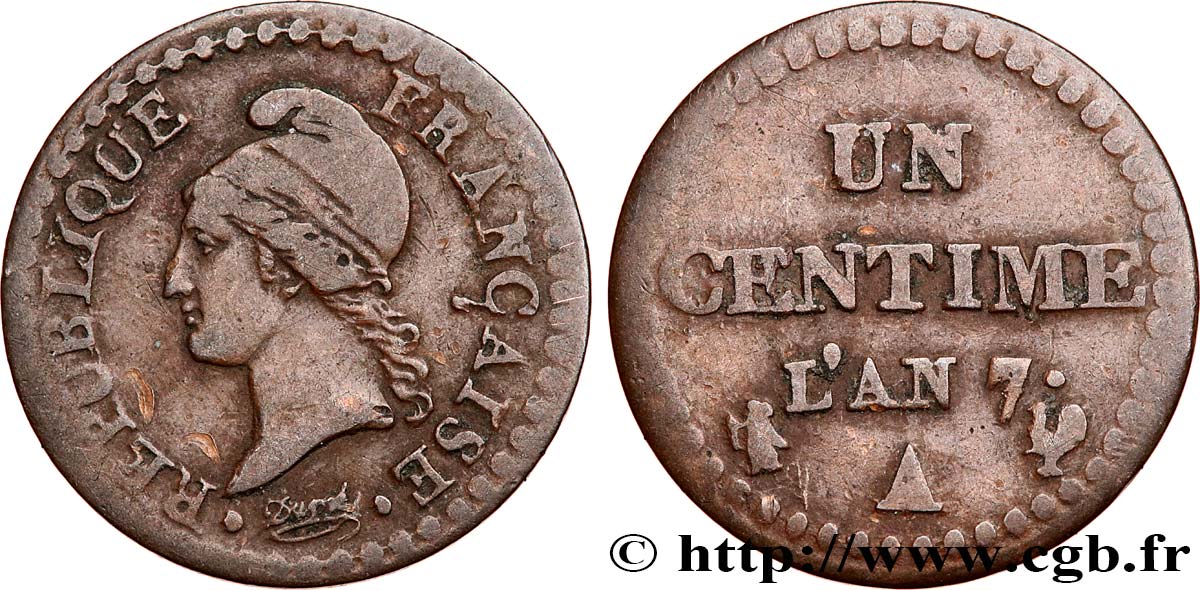 Un centime Dupré, grand 7 1799 Paris F.100/16 BC 