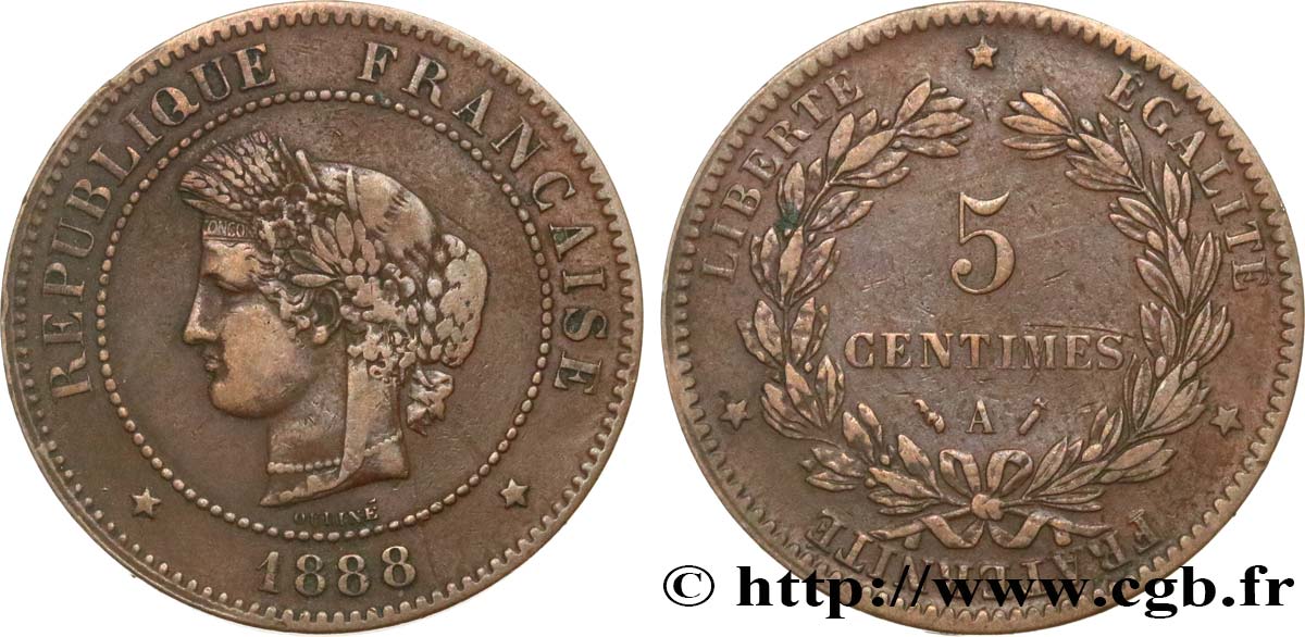 5 centimes Cérès 1888 Paris F.118/30 S35 