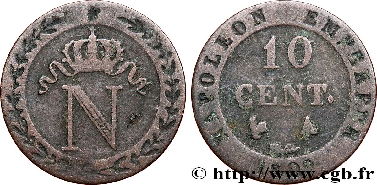 10 cent. à l N couronnée 1809 Paris F.130/10 TB25 