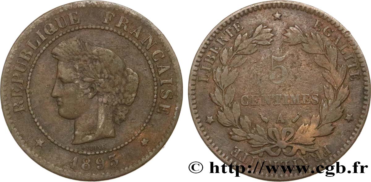 5 centimes Cérès 1893 Paris F.118/35 TB20 