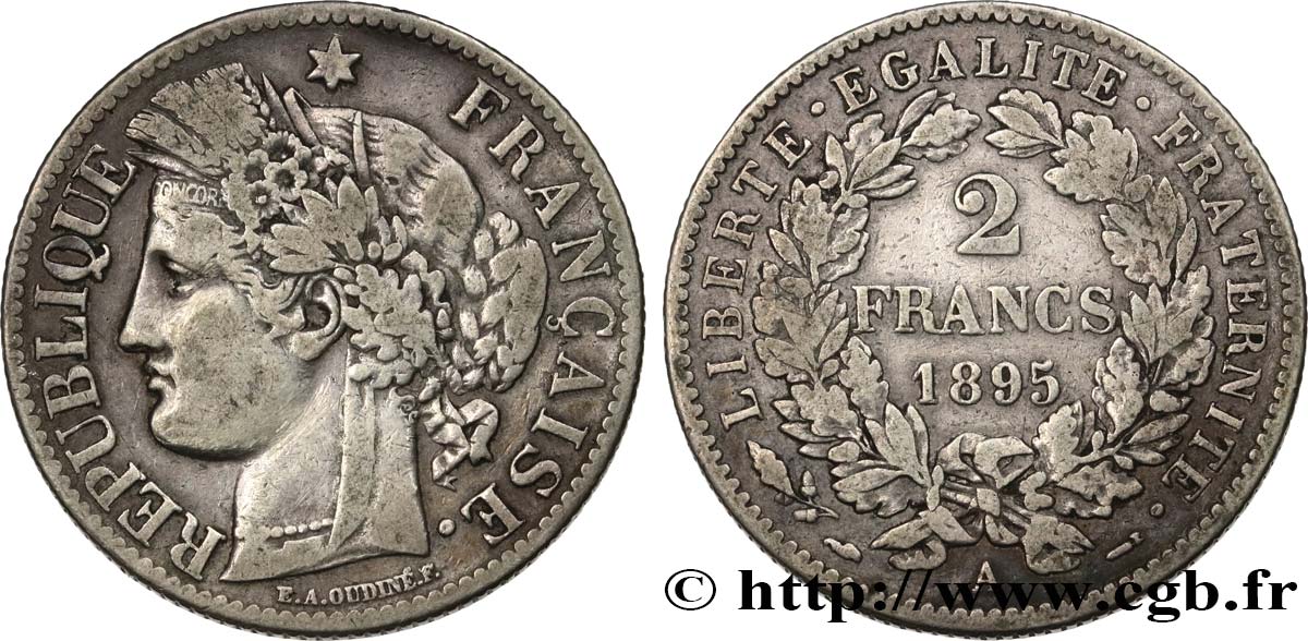 2 francs Cérès, avec légende 1895 Paris F.265/17 VF 