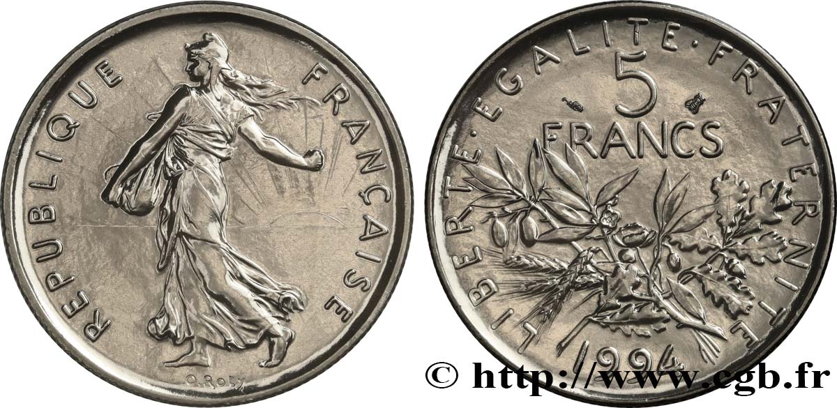 5 francs Semeuse, nickel, Brillant Universel 1994 Pessac F.341/30 FDC 