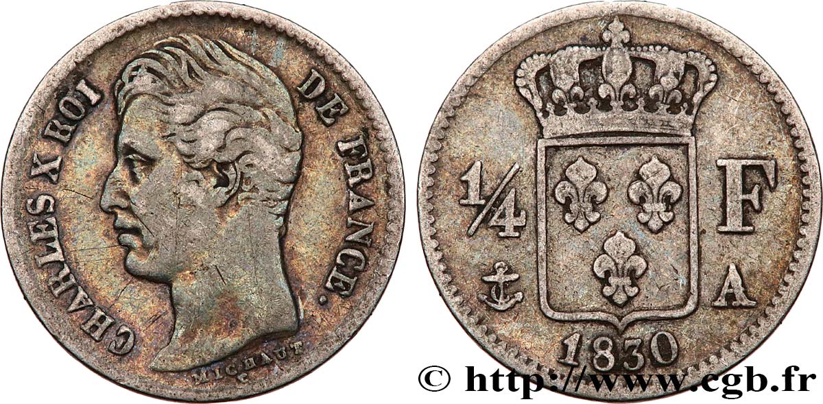 1/4 franc Charles X 1830 Paris F.164/39 BC 