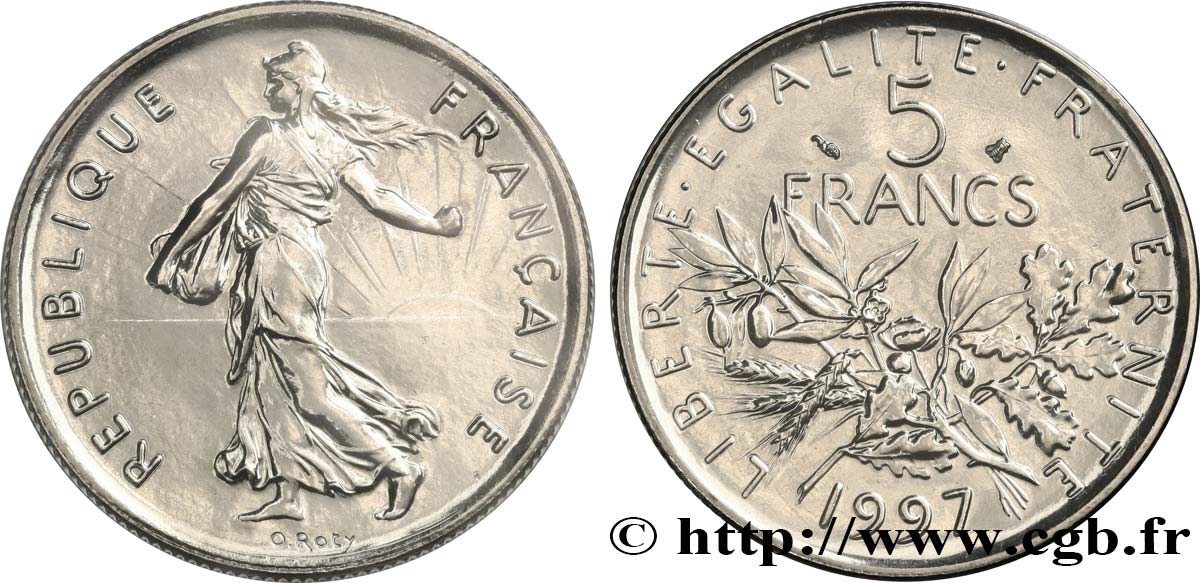 5 francs Semeuse, nickel, BU (Brillant Universel) 1997 Pessac F.341/33 MS 