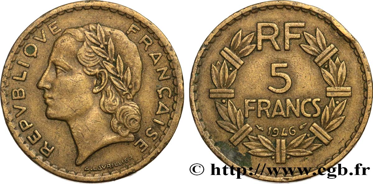 5 francs Lavrillier, bronze-aluminium 1946  F.337/7 XF40 
