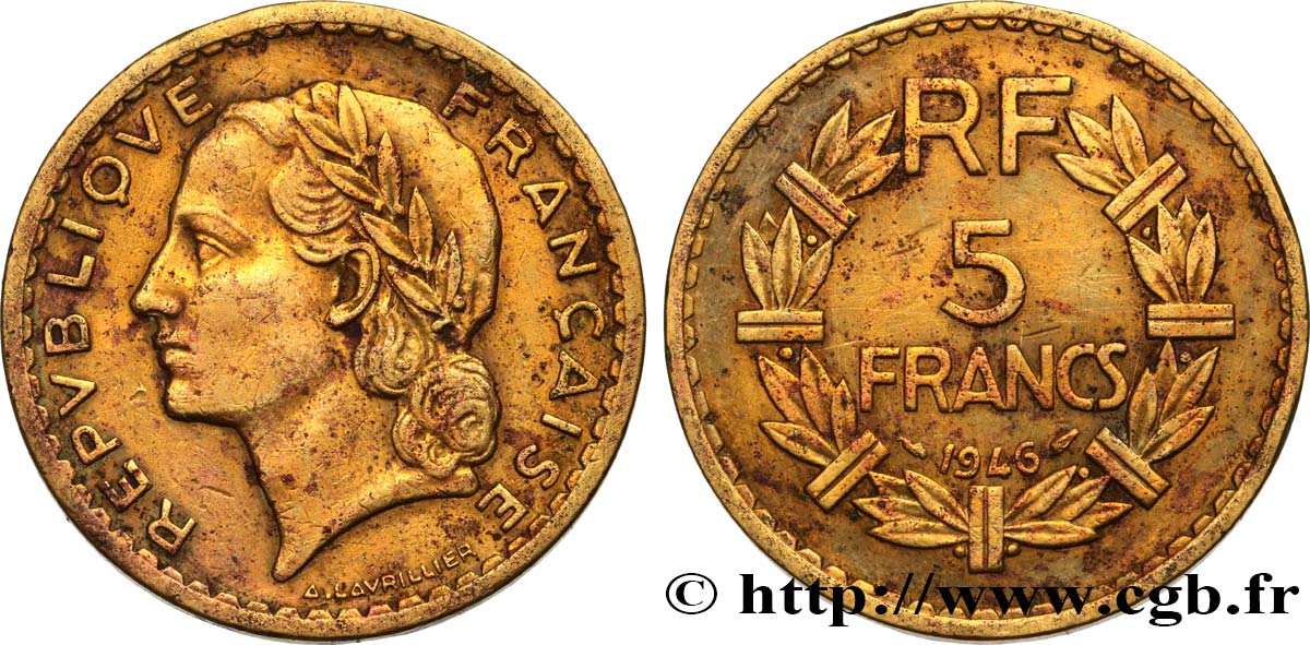 5 francs Lavrillier, bronze-aluminium 1946  F.337/7 TB+ 