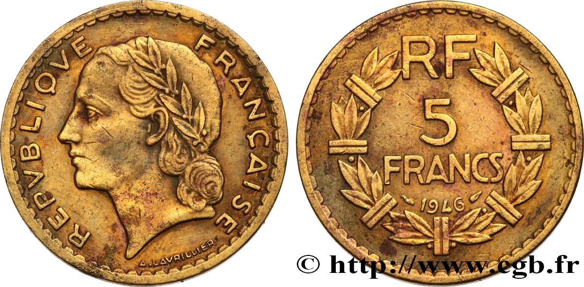 5 francs Lavrillier, bronze-aluminium 1946  F.337/7 q.BB 