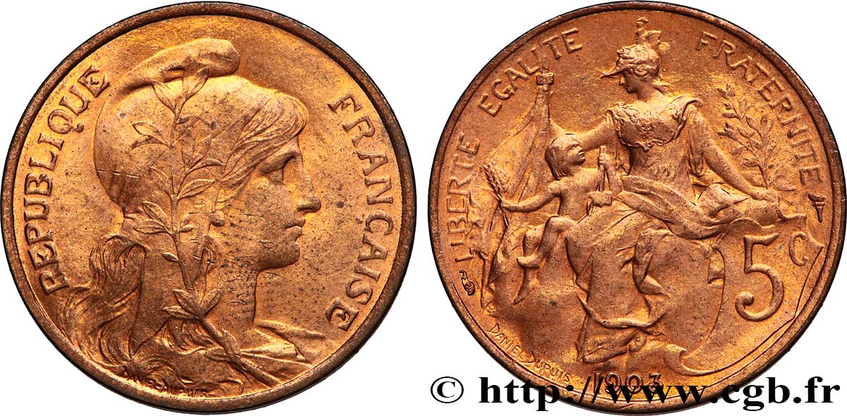 5 centimes Daniel-Dupuis 1903  F.119/13 SUP+ 