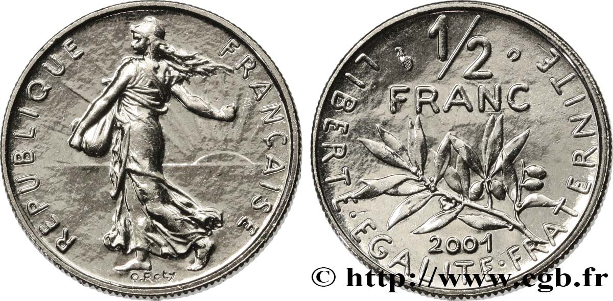 1/2 franc Semeuse, BU (Brillant Universel) 2001 Pessac F.198/44 MS 