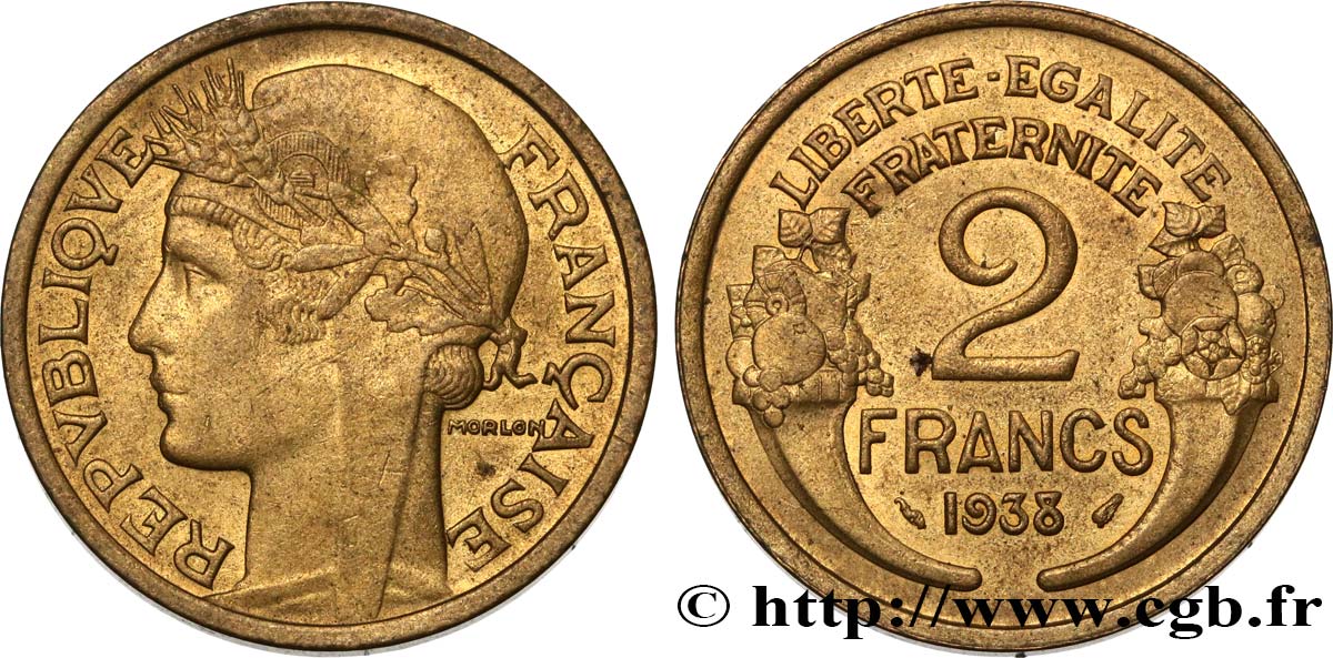 2 francs Morlon 1938  F.268/11 AU50 