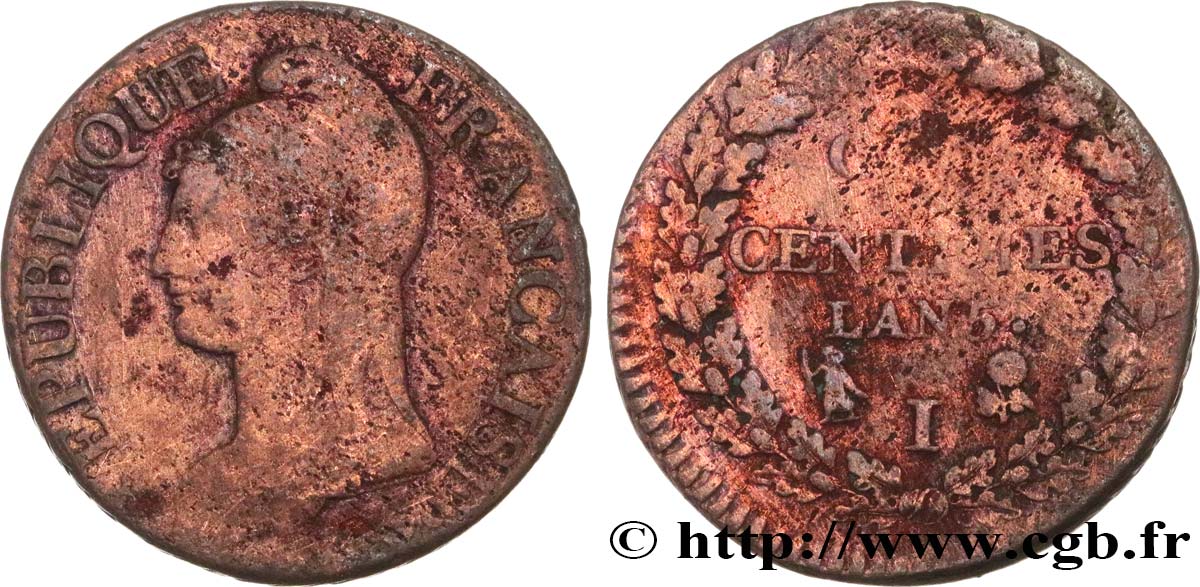 Cinq centimes Dupré, grand module 1797 Limoges F.115/23 q.MB 
