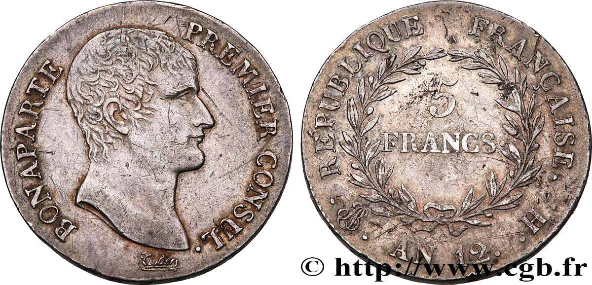 5 francs Bonaparte Premier Consul 1804 La Rochelle F.301/15 MBC50 