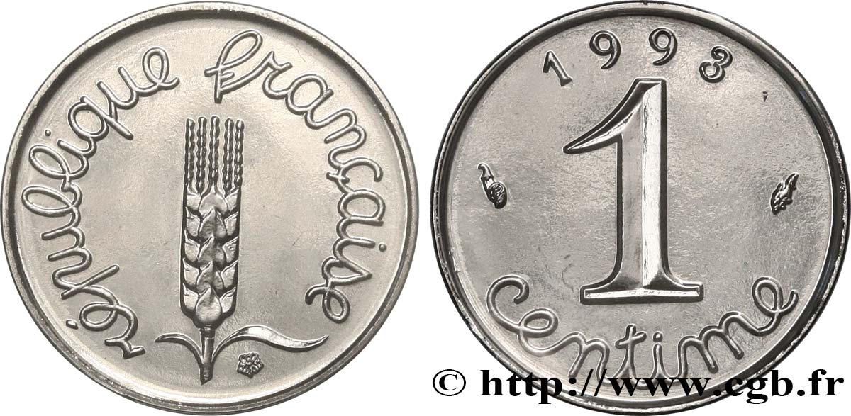 1 centime Épi, BU (Brillant Universel), frappe médaille 1993 Pessac F.106/53 MS 