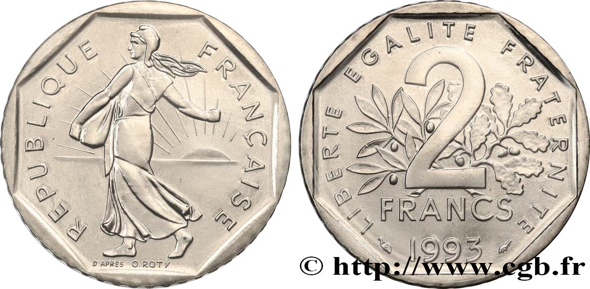 2 francs Semeuse, nickel, BU (Brillant Universel), frappe médaille 1993 Pessac F.272/20 FDC 