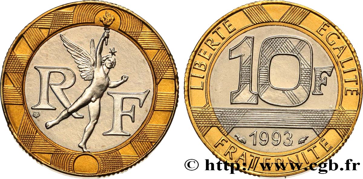 10 francs Génie de la Bastille, (BU) Brillant Universel, frappe médaille 1993 Pessac F.375/10 FDC 