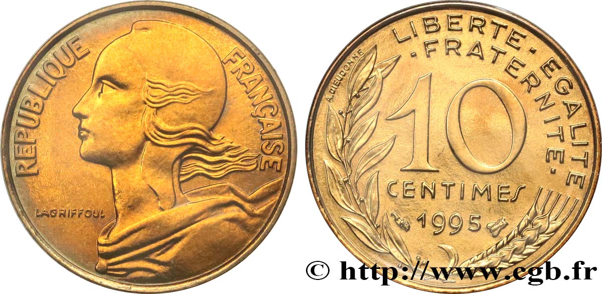 10 centimes Marianne, BU (Brillant Universel) 1995 Pessac F.144/39 MS 