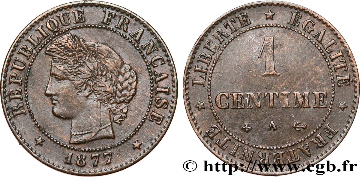 1 centime Cérès 1877 Paris F.104/6 SS45 