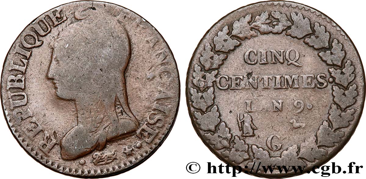 Cinq centimes Dupré, grand module 1801 Genève F.115/158 BC15 