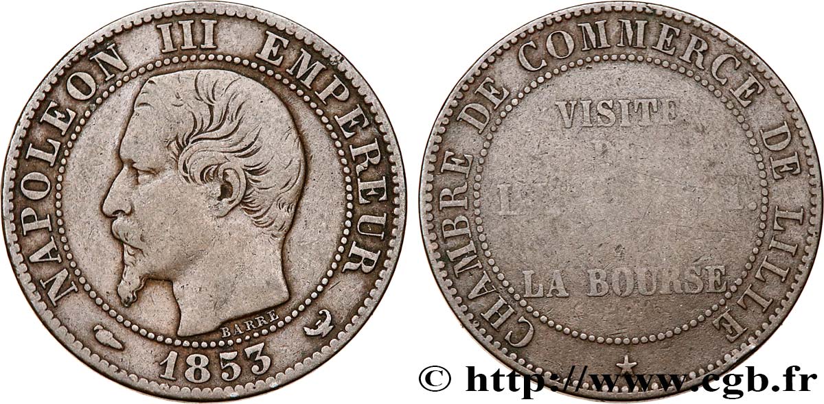 Module de cinq centimes, Visite impériale à Lille les 23 et 24 septembre 1853 1853 Lille VG.3367  S15 