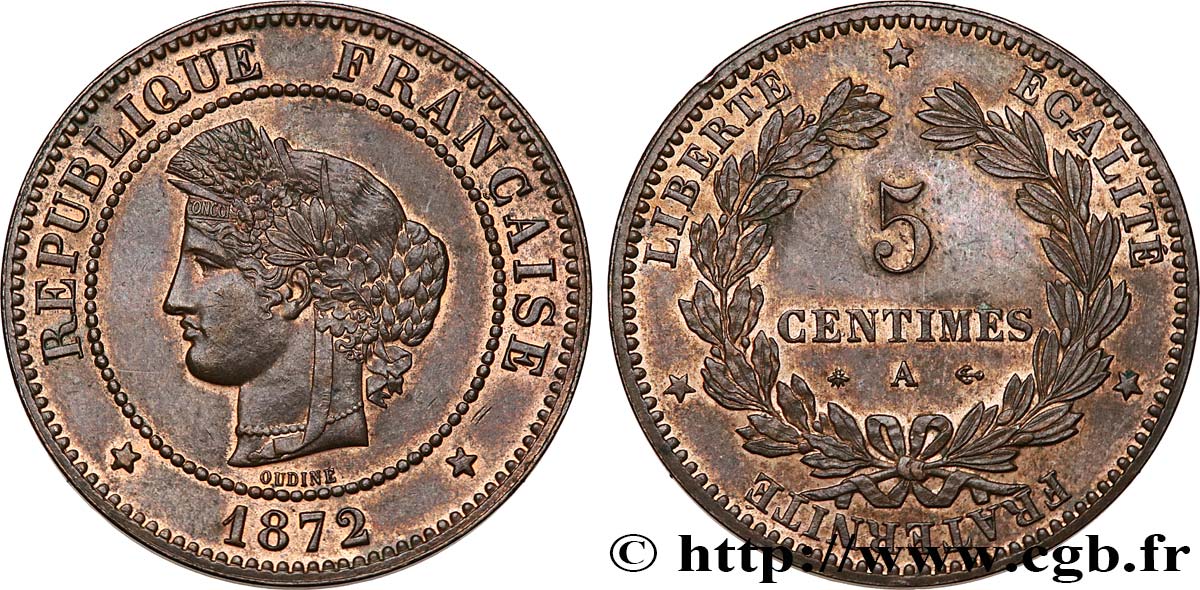 5 centimes Cérès 1872 Paris F.118/4 MS60 