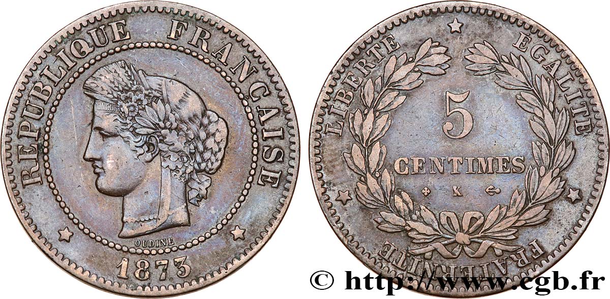 5 centimes Cérès 1873 Bordeaux F.118/8 S35 